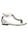 Jimmy Choo Women's Averie Embellished Leather T-strap Sandals In Silver/silver