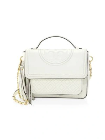Tory Burch Fleming Quilted Leather Top Handle Satchel - Ivory In Birch Ivory/gold