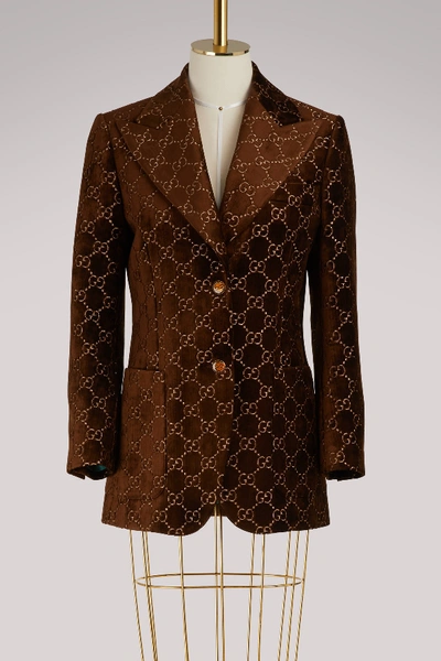 Gucci Gg Velvet Jacket In Brown Gg Velvet