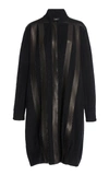 AKRIS LONG KNIT AND LEATHER CARDIGAN,9092-01 222809-009