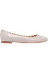 Chloé Lauren Scalloped Leather Ballet Flats In Gray