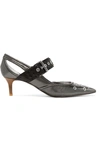 BOTTEGA VENETA CUTOUT EMBELLISHED METALLIC LEATHER PUMPS