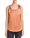 Lafayette 148 Perla Luxe Reversible Silk Charmeuse Shell In Adobe