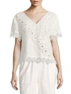 OPENING CEREMONY Broderie Anglaise Popover Cotton Top,0400096148150