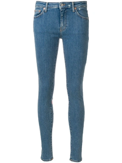 Off-white Diagonal Flower Shop Skinny Jean In Blue