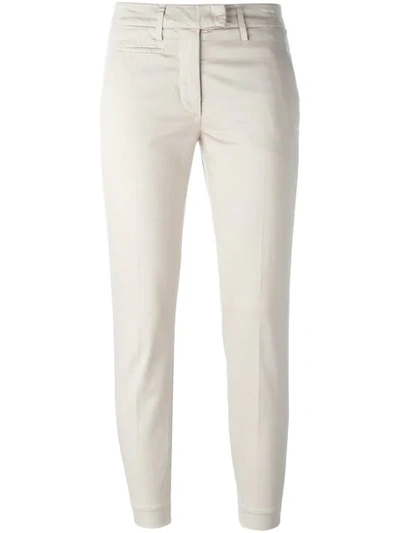Dondup Cropped Chino Trousers In Neutrals