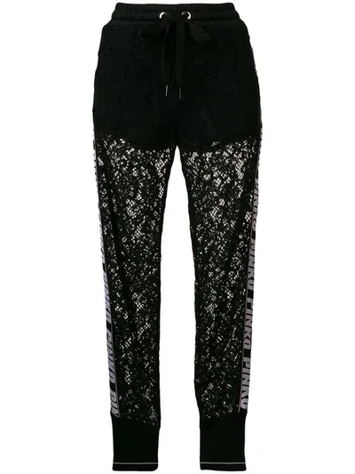Pinko Lace Insert Track Pants In Black