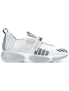 Prada Cloudbust Allacciate Logo-embossed Rubber And Leather-trimmed Mesh Sneakers In White ,black