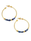 GURHAN Delicate Rain Blue Sapphire & 24K Yellow Goldplated Hoop Earrings/1.5"