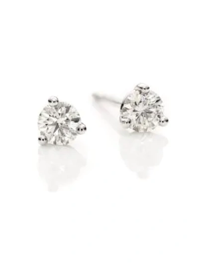 Hearts On Fire Diamond & 18k White Gold Three-prong Stud Earrings