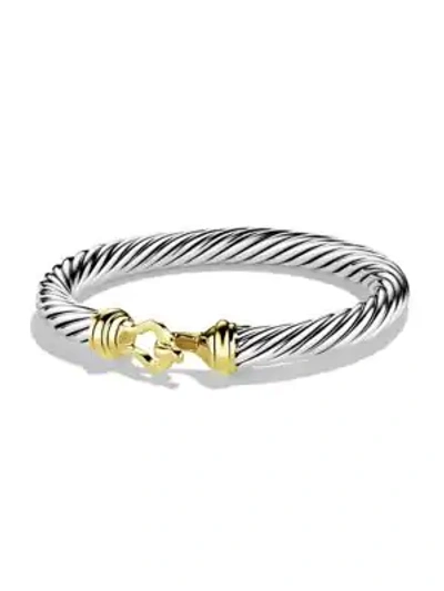 David Yurman Cable Buckle Bracelet With 14k Yellow Gold In Silver Gold