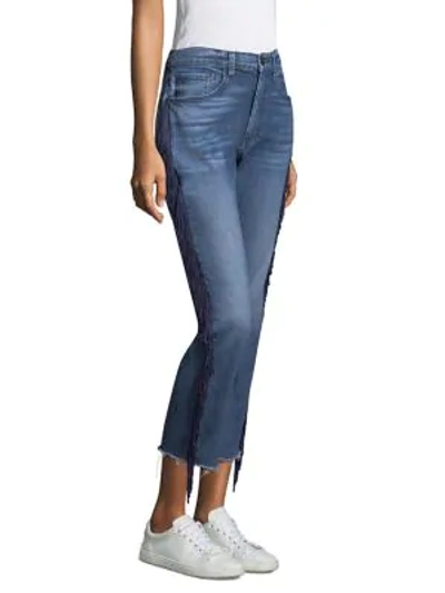 3x1 W3 Higher Ground Straight Crop Jeans With Fringe Sides In Spanish Fringe