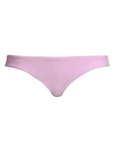 Pilyq Solid Ruched Swim Bikini Bottom, Lily In Lilac