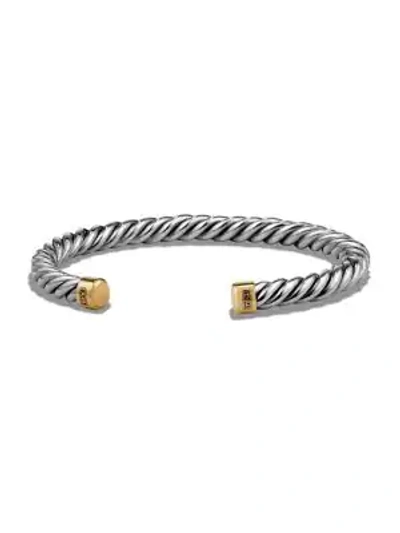 David Yurman Men's Cable Cuff Bracelet In Sterling Silver With 18k Yellow Gold