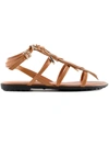 Tod's Embellished Fringed Leather Sandals In Scuoio Chiaro