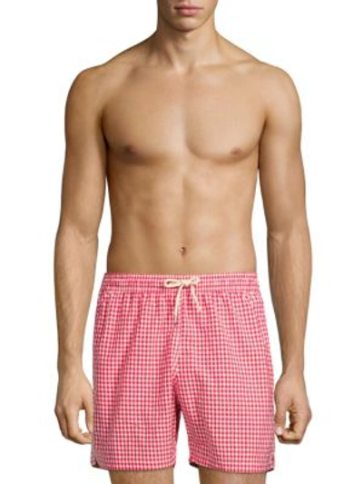 Barbour Gingham Swim Shorts In Red
