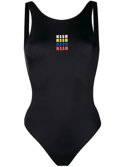 Msgm One Piece Swimming Suit In Black