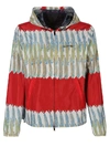 Valentino Feather Print Windbreaker In Red- Stone