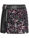 BEAU SOUCI LEATHER AND SEQUIN MINI SKIRT,18SKSQ0112530165