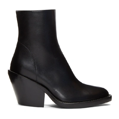 Ann Demeulemeester Black Leather Side Zip Boots