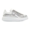 ALEXANDER MCQUEEN ALEXANDER MCQUEEN SILVER AND WHITE GLITTER OVERSIZED trainers,462215W4HL1