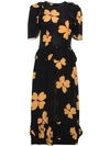 SIMONE ROCHA floral print scallop trimmed silk dress,3731020612510947