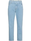 Off-white Mid Rise Denim Cropped Jeans In Blue