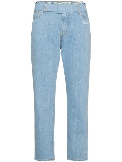 Off-white Mid Rise Denim Cropped Jeans In Blue