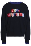 LOVE MOSCHINO WOMAN INTARSIA-KNIT SWEATER MIDNIGHT BLUE,US 13331180551957740