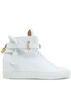 BUSCEMI WOMAN EMBELLISHED TEXTURED-LEATHER HIGH-TOP SNEAKERS WHITE,US 12789547614260706