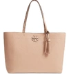 TORY BURCH MCGRAW LEATHER LAPTOP TOTE - PINK,42200