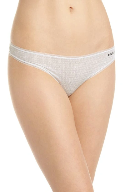 Dkny Low Rise Thong In White Diamond Dash