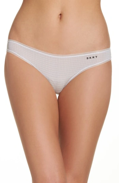 Dkny Litewear Low-rise Mesh-trim Bikini Underwear Dk5002 In White Diamond Dash