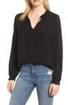 Velvet By Graham & Spencer Ruffle Tie Neck Top In Black