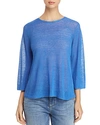 Eileen Fisher Organic Linen Blend 3/4-sleeve Top, Regular & Petite In Bluebell