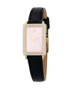 GOMELSKY Rectangle Stainless Steel and Leather-Strap Watch,0400097821219