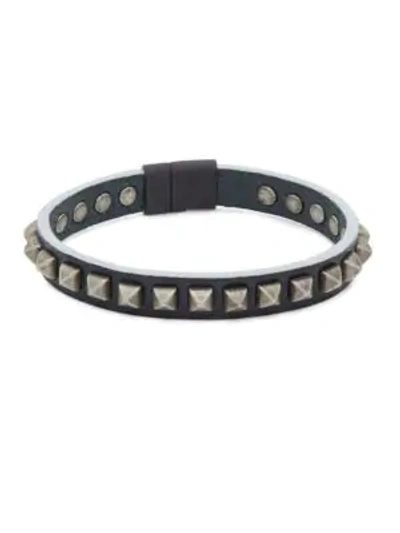 Tateossian Studded Leather Bracelet In Black