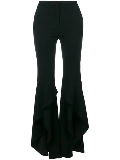 Pinko Asymmetric Frill Cuff Trousers In Black