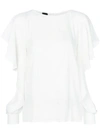 PINKO slit frill trim sleeves blouse,1B1336492612775994