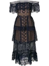 SELF-PORTRAIT embroidered off-shoulder dress,SP1707612781534