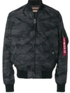 ALPHA INDUSTRIES camouflage print bomber jacket,19110312786355