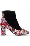 TABITHA SIMMONS WOMAN SUEDE AND FLORAL-PRINT LEATHER ANKLE BOOTS PINK,US 7789028783959652