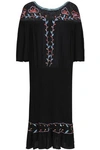 ANTIK BATIK Odelia embroidered mesh-paneled crinkled-voile dress,GB 13331180551876924