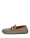 Bally Pearce Leather Driver W/trainspotting Strap, Gray In Gray/snuff