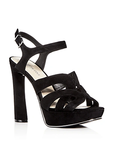 Kenneth Cole Women's Nealie Suede High-heel Platform Sandals In Black