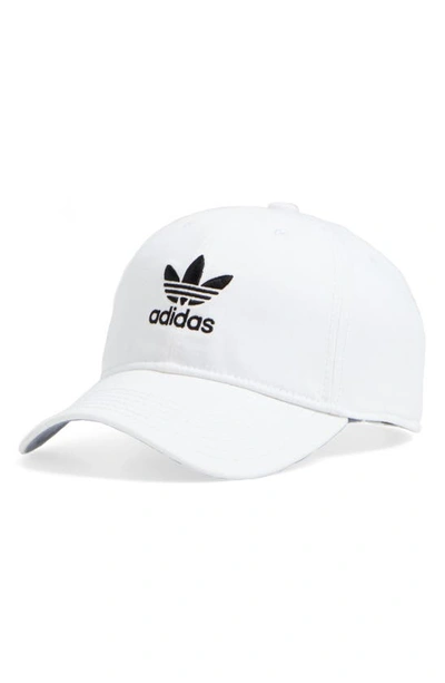 Adidas Originals Originals Mini Logo Relaxed Fit Baseball Hat In White/black