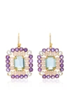 BOUNKIT AMETHYST AND QUARTZ 14K GOLD-PLATED BRASS FISH HOOK EARRINGS,ED-FH-SQ1A