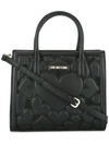 LOVE MOSCHINO LOVE MOSCHINO HEART-EMBROIDERED TOTE - BLACK,JC4055PP15LF112775617