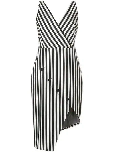 Altuzarra Marceau Asymmetric Striped Cotton-blend Dress In Black & White