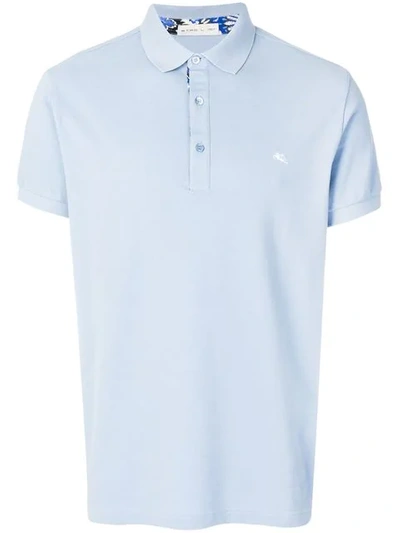 Etro Short Sleeve Polo Shirt In Blue